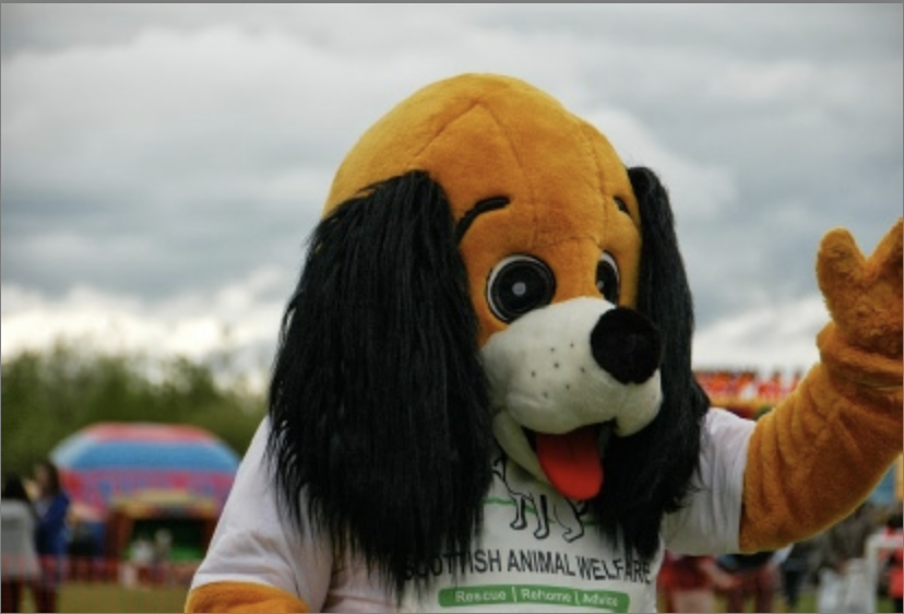 Scottish Animal Welfare mascot at a public event